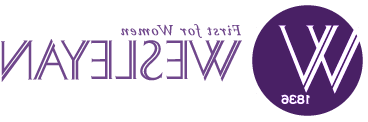 较小的澳门在线赌城信誉网址学院标志和横幅:圆形紫色背景与白色W. 女性第一.